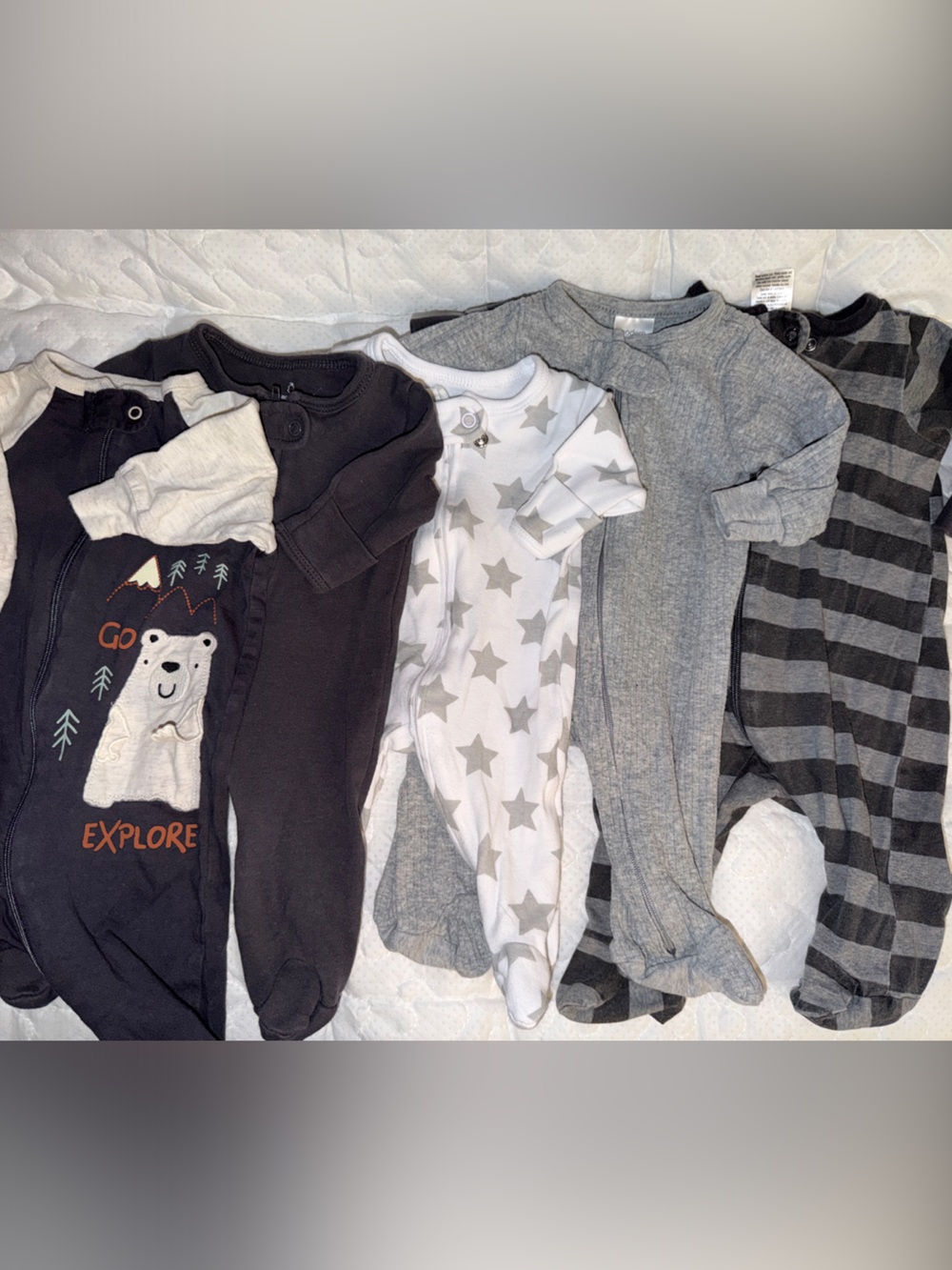 Baby Footie Set of 5- Shades of Gray & White